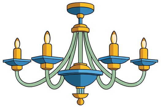 Ornate Golden Chandelier with Candles vector