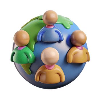 serene modern Global Community 3D Illustration exclusive png