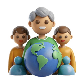 elegant modern 3D Illustration Family Holding Earth high quality png