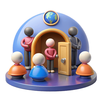 elegant minimalist 3D Illustration Global Community Home detailed png