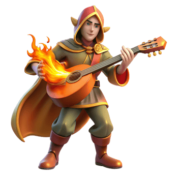serene modern Fantasy Elf Musician 3D Render high resolution png