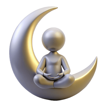 beautiful vintage 3D Render Peaceful Meditation on Crescent Moon genuine png