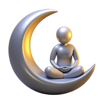 impressive artistic 3D Illustration Peaceful Meditation on Crescent Moon high resolution png