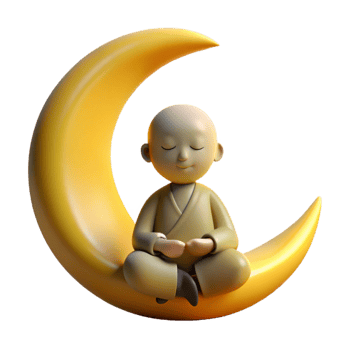 serene abstract Zen Monk 3D Render, Moon Meditation premium png