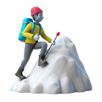 impressive vintage 3D Illustration Climber Ascending Mountain detailed png