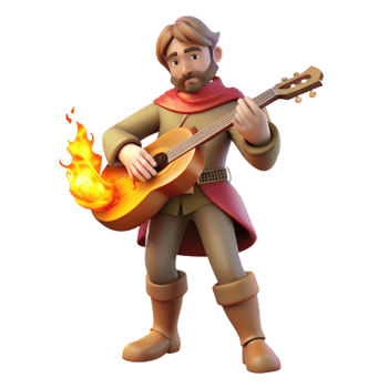 wonderful artistic 3D Illustration Fire Guitar Bard genuine png