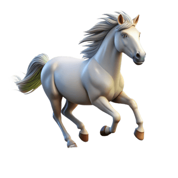 vibrant rustic Galloping White Horse 3D Render premium png