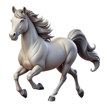 magnificent classic Galloping White Horse 3D Render genuine png