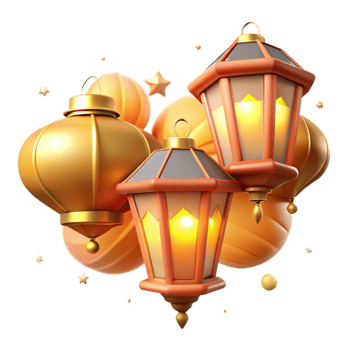impressive creative Golden Lanterns 3D Render authentic png