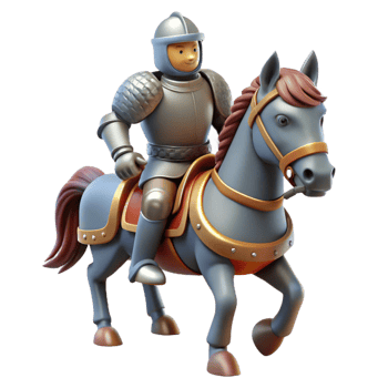 magnificent modern 3D Cartoon Knight on Horseback Illustration high resolution png