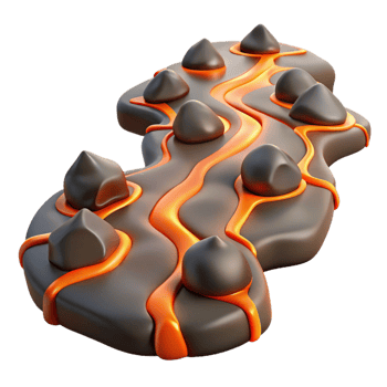 extraordinary vintage Lava Flow 3D Render original png