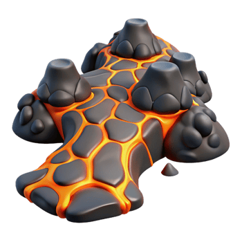 beautiful traditional 3D Lava Flow Illustration Cartoon Style professional png