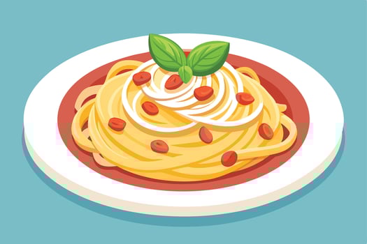 Deliciously Illustrated Plate of Spaghetti Carbonara vector
