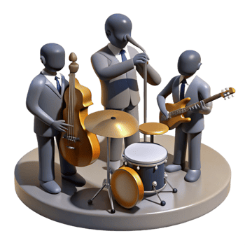 magnificent artistic 3D Jazz Band Illustration premium png