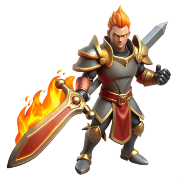 vibrant creative Fiery Knight 3D Render authentic png