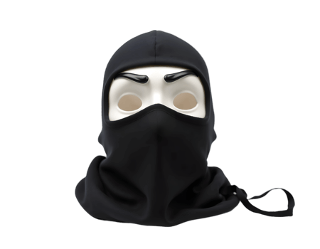 Hacker in black mask isolated on transparent background png
