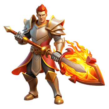 beautiful rustic Fiery Knight 3D Illustration high quality png