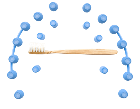 Toothbrush with toothpaste and blue bubbles png