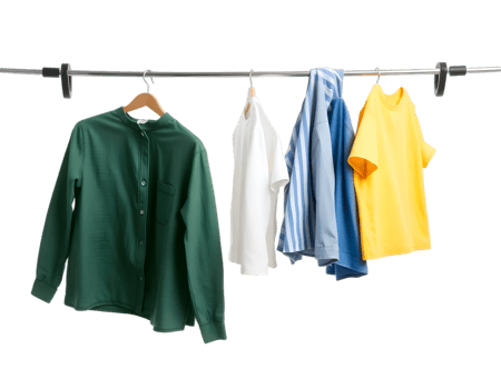 Clothes hanging on clothesline isolated on transparent background png