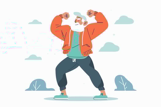 old man exercising gym isolated vector