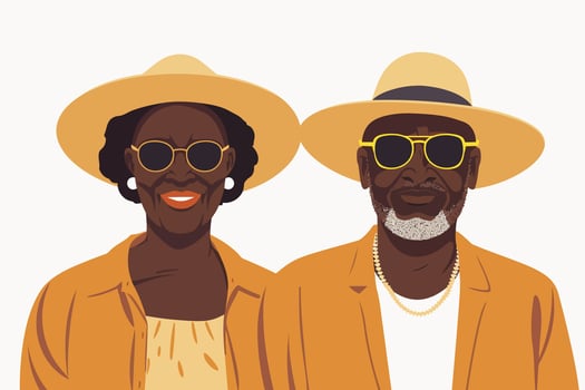 happy black elderly couple family isolated vector