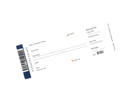 Realistic airline boarding pass ticket isolated on transparent background png