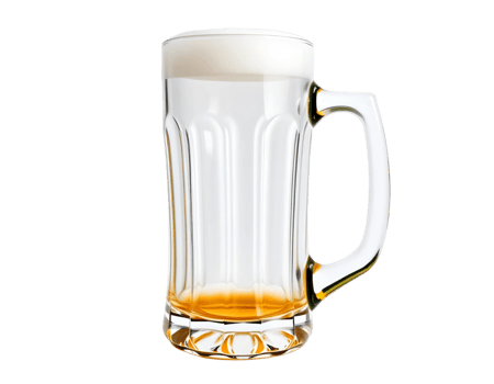 Glass of beer with foam isolated on transparent background png