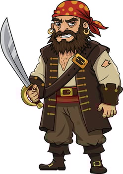 Cartoon Pirate with Sword vector