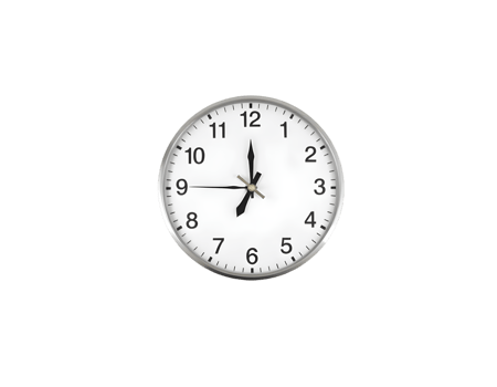 Realistic wall clock isolated on transparent background png