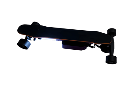 Black skateboard isolated on transparent background png