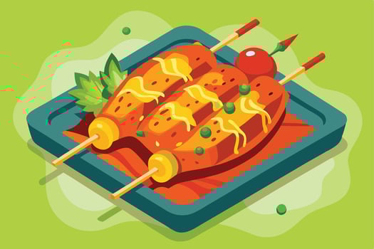Deliciously Appealing Skewered Food on a Tray vector
