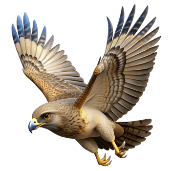 dramatic rustic Majestic Hawk in Flight 3D Illustration high quality png