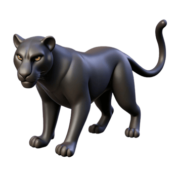 wonderful rustic 3D Cartoon Black Panther Model detailed png