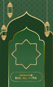 Eid al fitr greeting card with arabic calligraphy design vector