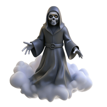 extraordinary contemporary Grim Reaper 3D Render premium png