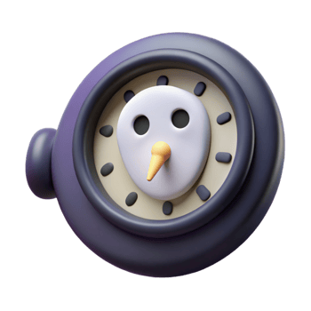 beautiful minimalist 3D Snowman Clock Illustration original png