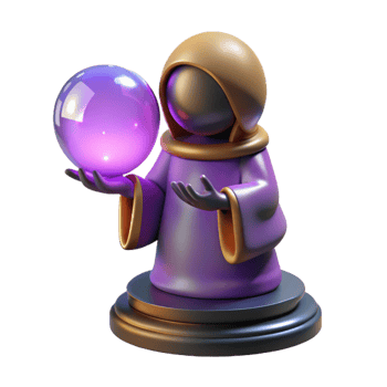 extraordinary abstract 3D Render Mystic Wizard with Crystal Ball high resolution png