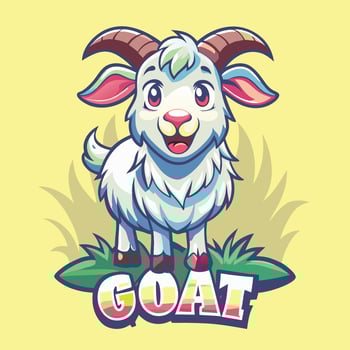 Adorable Angora Goat Mascot Illustration on White Background vector