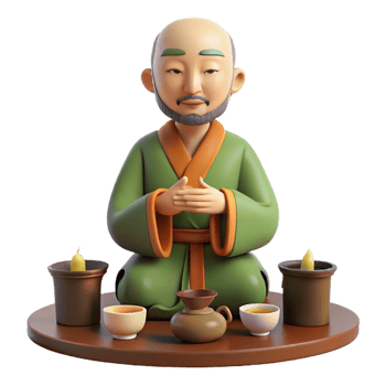 dramatic artistic 3D Render of Asian Tea Ceremony premium png