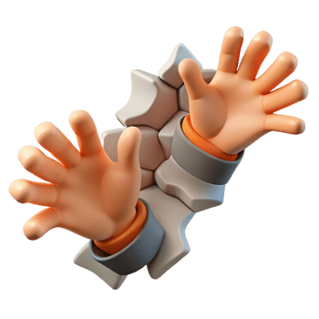 magnificent abstract 3D Cartoon Hands Breaking Through detailed png