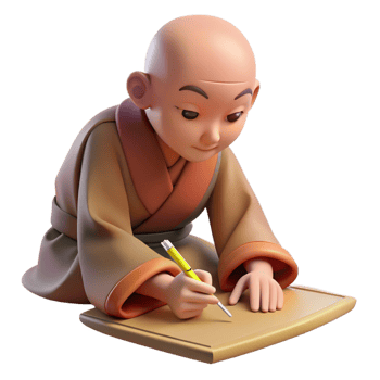 stunning modern 3D Monk Illustration Writing genuine png