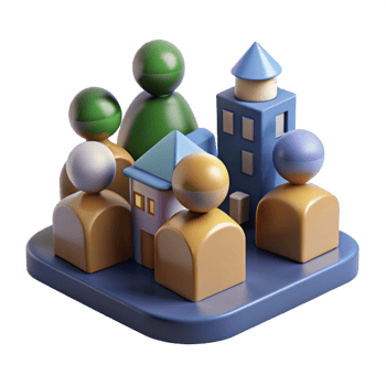 wonderful classic 3D Community Illustration Cityscape and People premium png