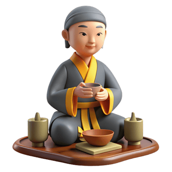 serene minimalist 3D Render Asian Tea Ceremony Illustration high resolution png