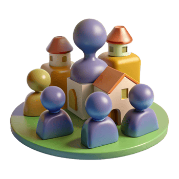 extraordinary modern 3D Render Community Village Illustration high resolution png