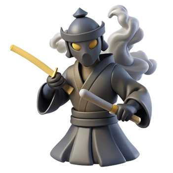 serene minimalist 3D Render of a Stylized Warrior original png