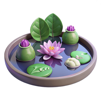 magnificent contemporary 3D Render Water Lily Pond Illustration high quality png