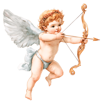 watercolor painting realistic vintage of a cupid with bow and arrow isolated background. png