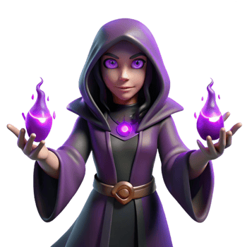 stunning modern Purple Hooded Sorceress 3D Render exclusive png