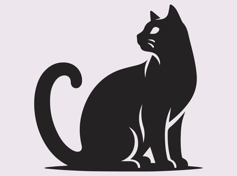 Sleek Black Cat Silhouette Symbolizing Elegance and Confidence vector