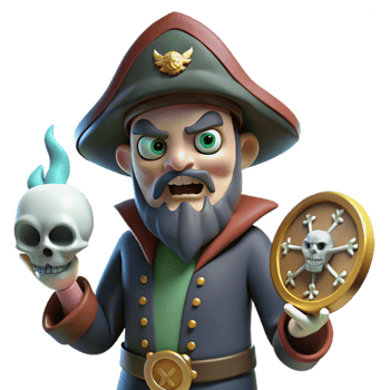 magnificent abstract 3D Cartoon Pirate Captain with Skull high resolution png
